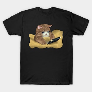 Cat with phone T-Shirt